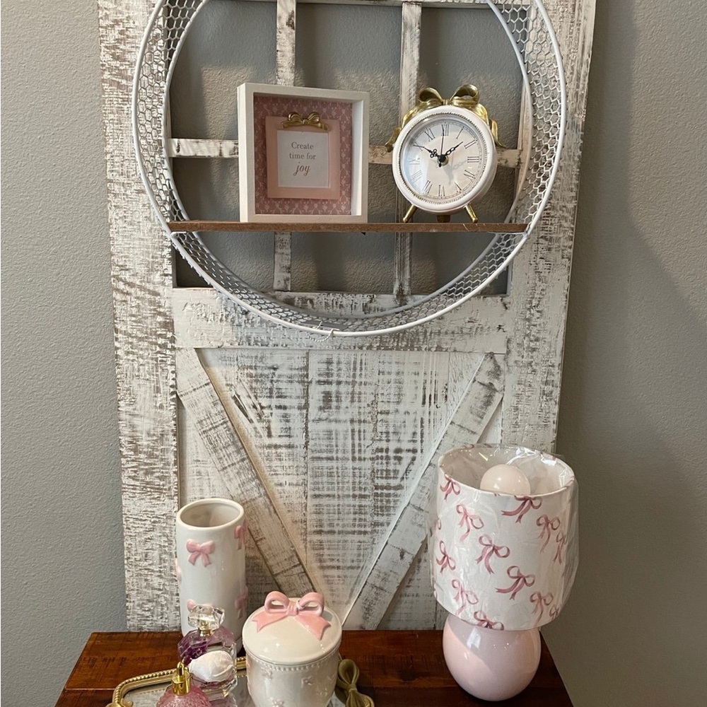 Pink and White Bow Table Lamp